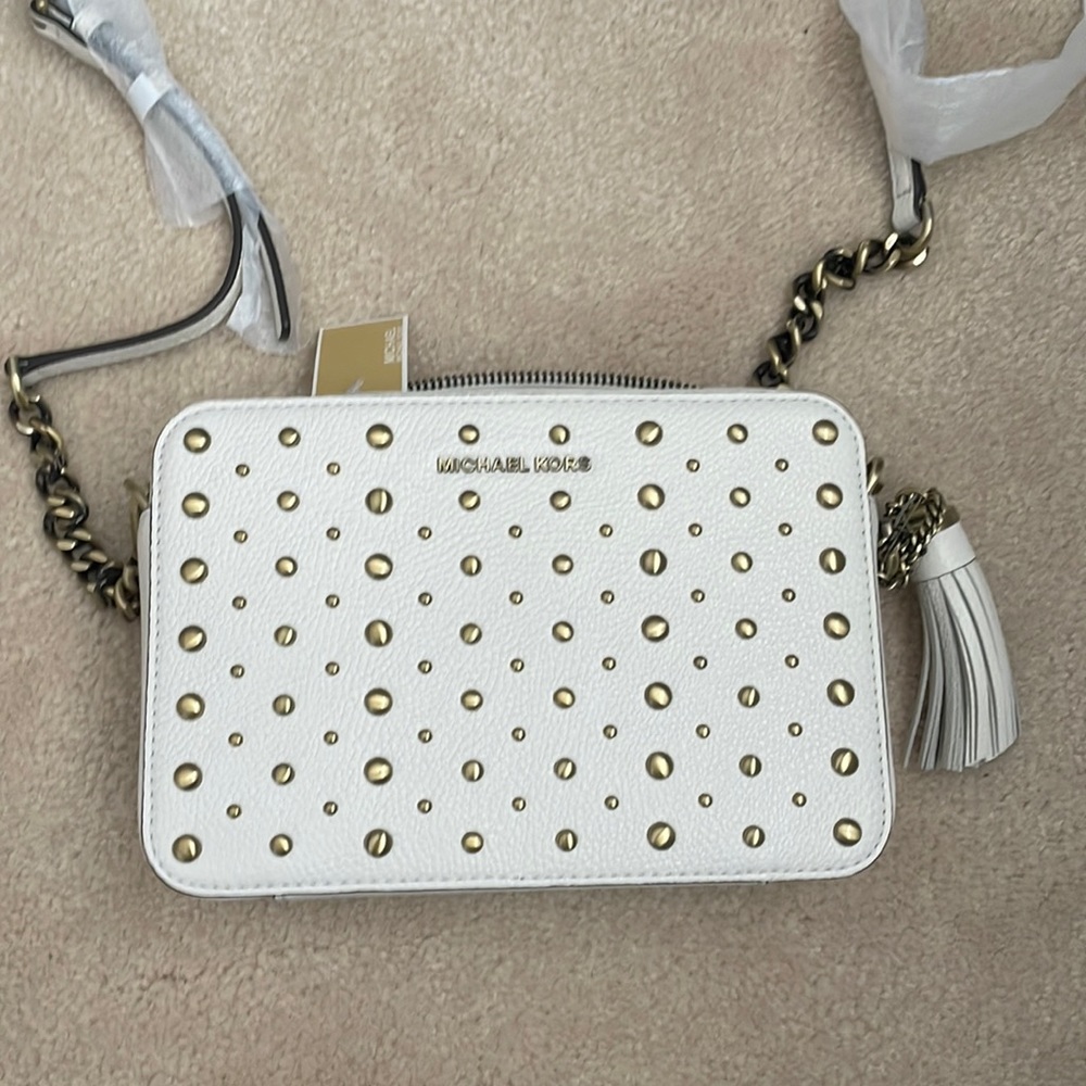 Michael Kors Crossbody white studded leather purse
